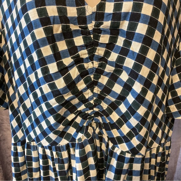 Ava & Viv Womens flutter short sleeve dress Blue gingham 1X - Picture 5 of 7